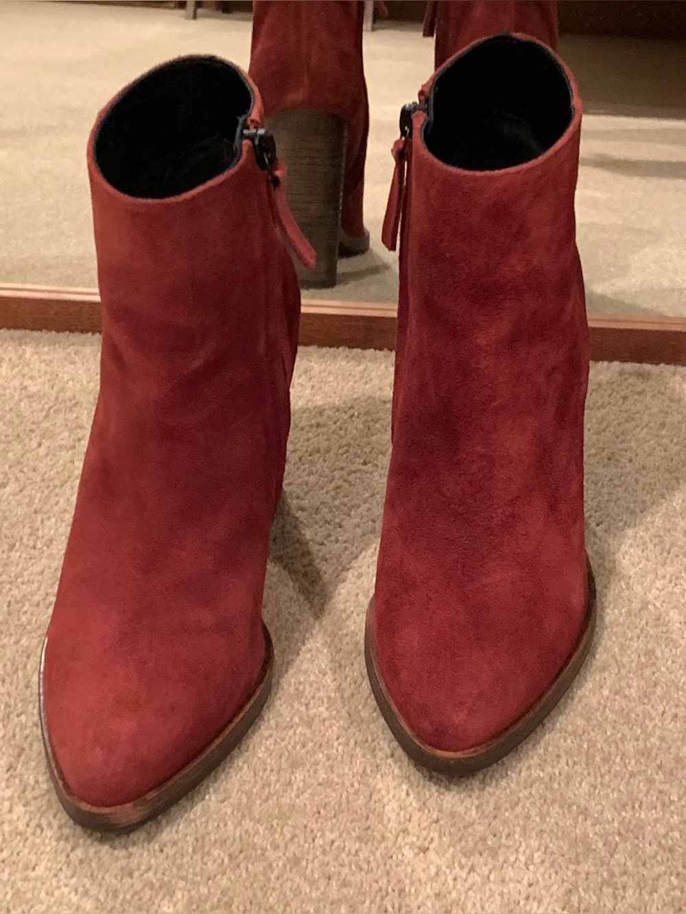 Freda Salvador Red Suede Ankle Boots, 6